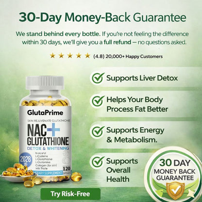 GlutaPrime™ NAC + Glutathione Supplement | 120 Capsules