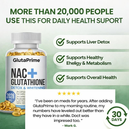 GlutaPrime™ NAC + Glutathione Supplement | 120 Capsules