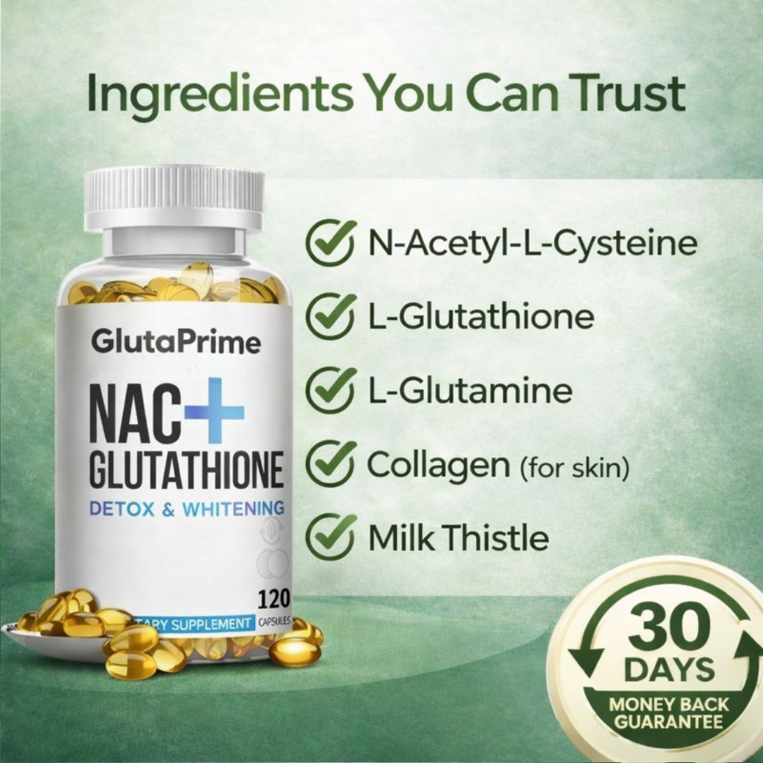 GlutaPrime™ NAC + Glutathione Supplement | 120 Capsules